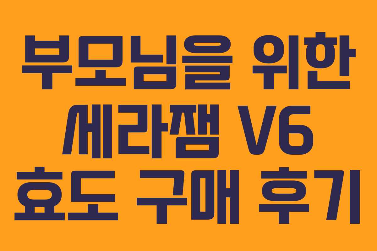 부모님을 위한 세라잼 V6 효도 구매 후기