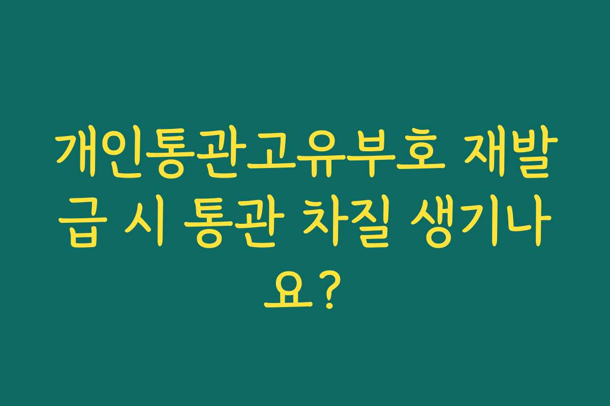 개인통관고유부호 재발급 시 통관 차질 생기나요?
