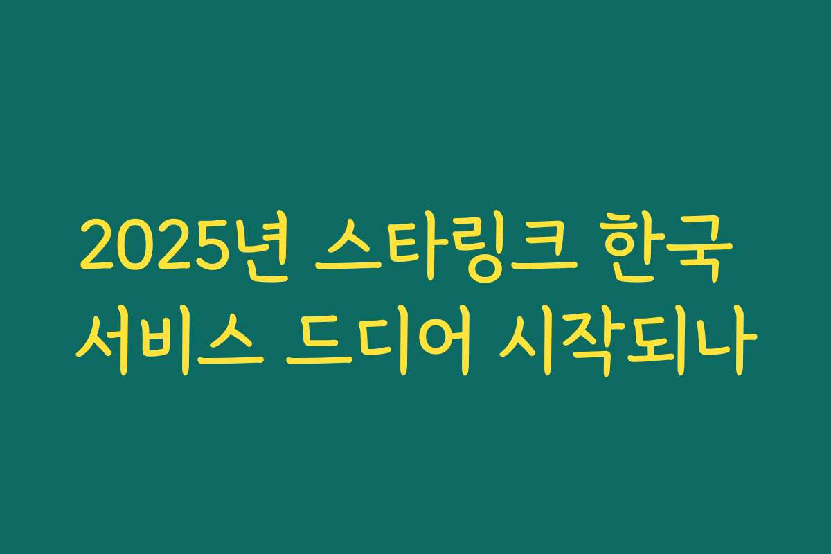 2025년 스타링크 한국 서비스 드디어 시작되나