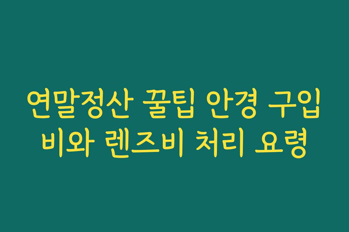 연말정산 꿀팁 안경 구입비와 렌즈비 처리 요령