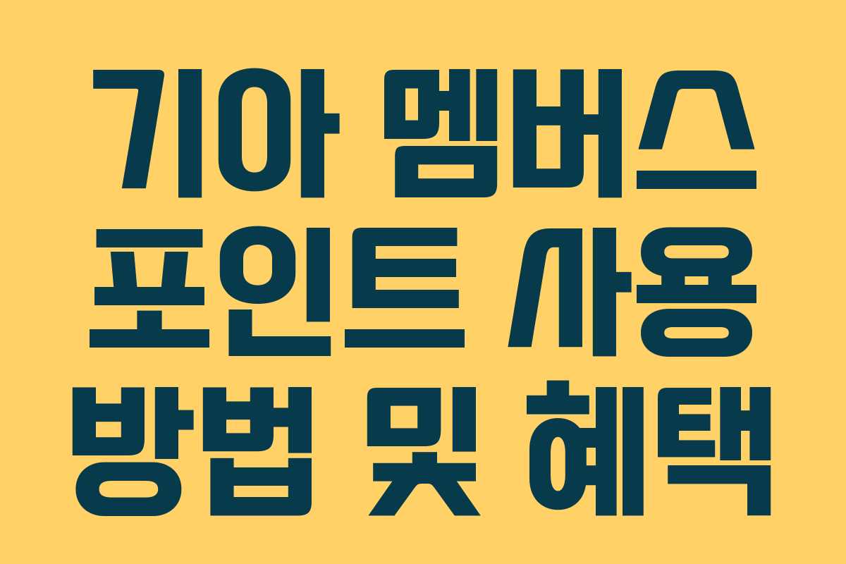 기아 멤버스 포인트 사용 방법 및 혜택