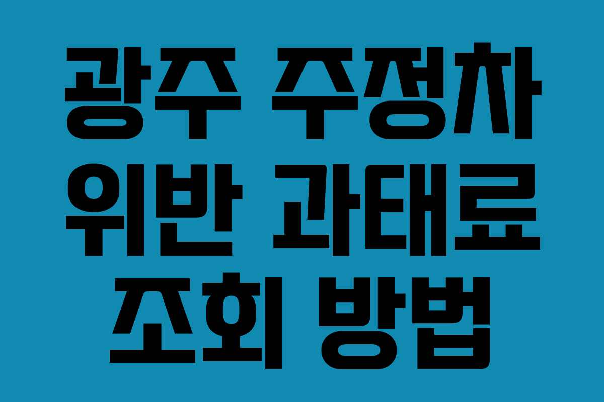 광주 주정차 위반 과태료 조회 방법