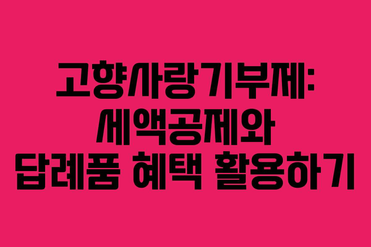 고향사랑기부제: 세액공제와 답례품 혜택 활용하기