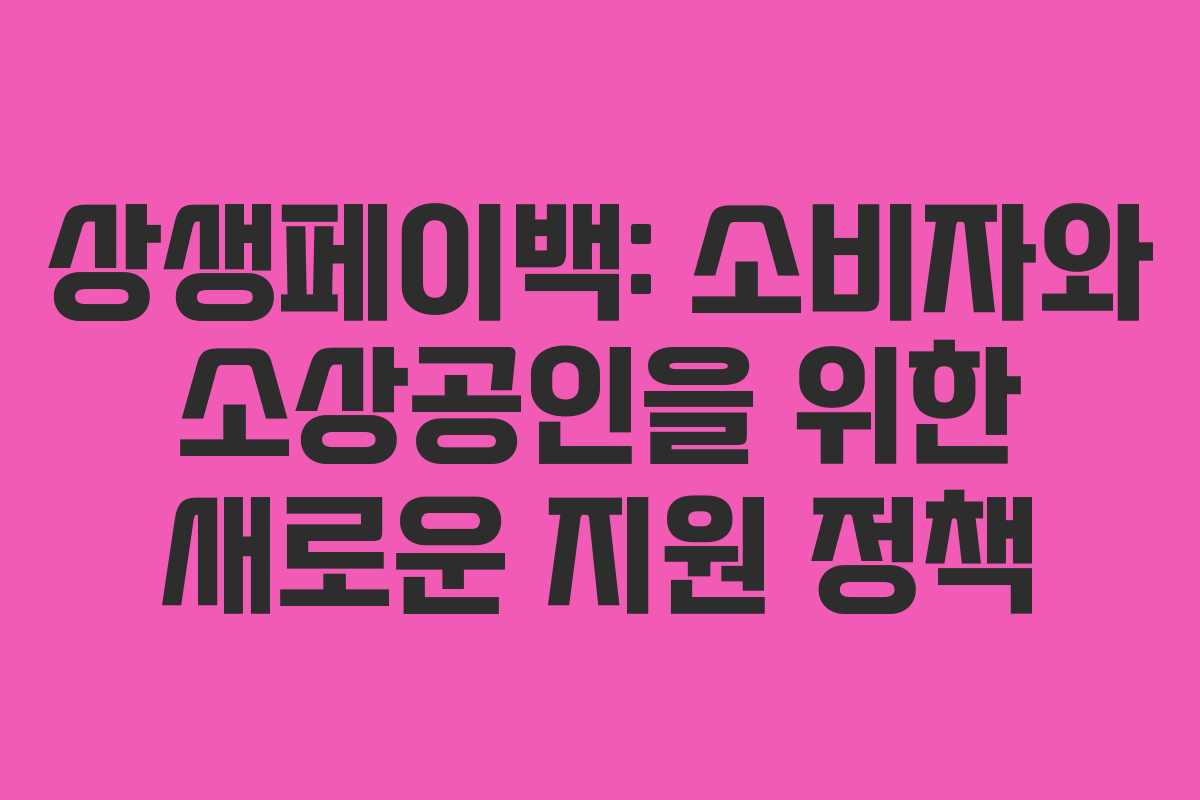 상생페이백: 소비자와 소상공인을 위한 새로운 지원 정책