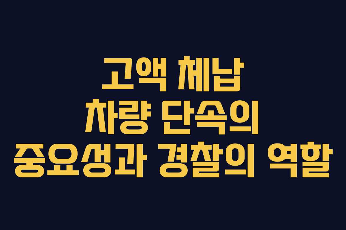 고액 체납 차량 단속의 중요성과 경찰의 역할