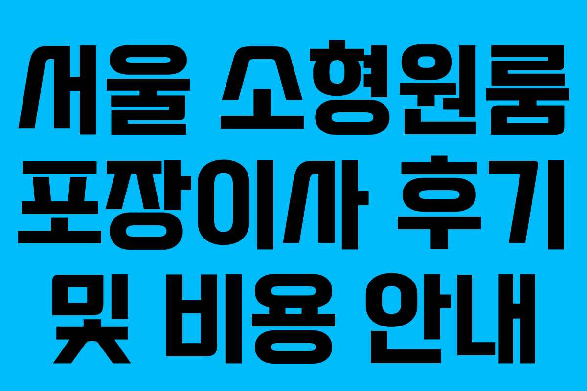 서울 소형원룸 포장이사 후기 및 비용 안내