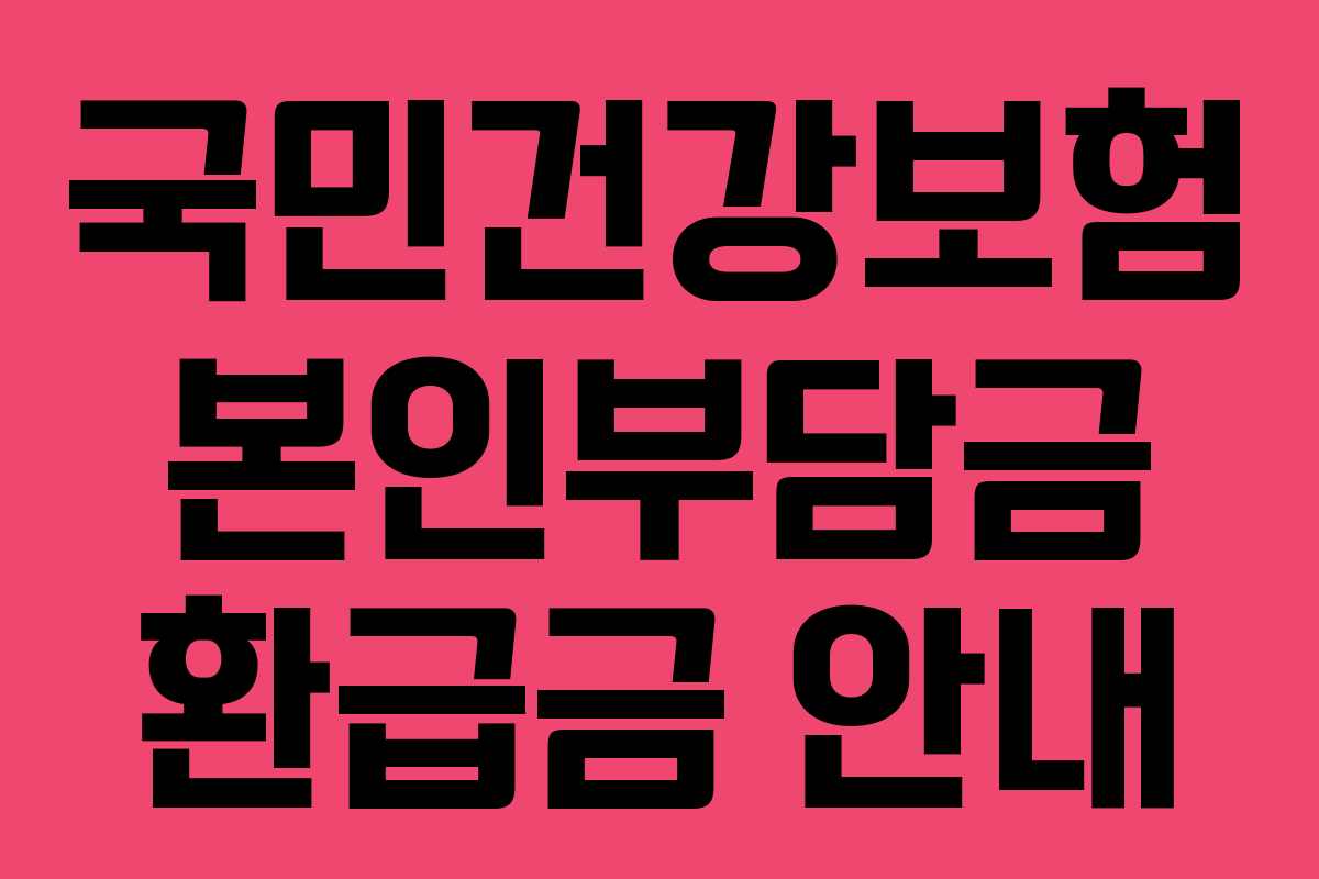 국민건강보험 본인부담금 환급금 안내