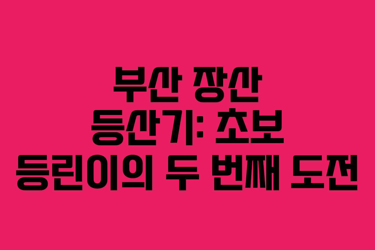 부산 장산 등산기: 초보 등린이의 두 번째 도전