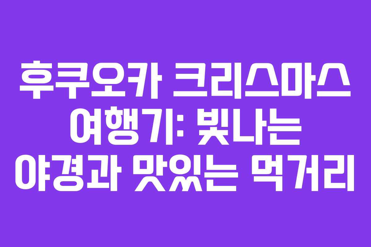 후쿠오카 크리스마스 여행기: 빛나는 야경과 맛있는 먹거리
