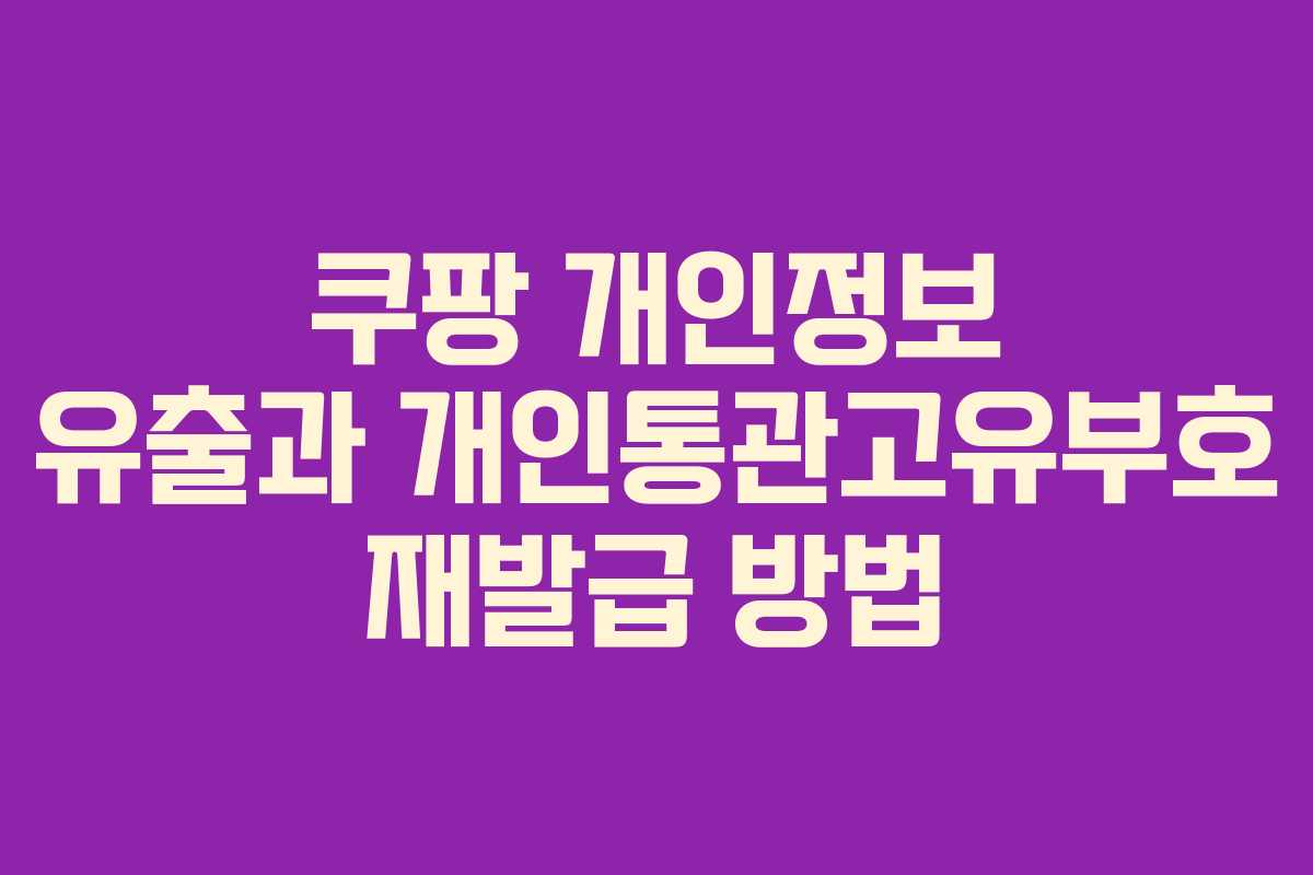 쿠팡 개인정보 유출과 개인통관고유부호 재발급 방법