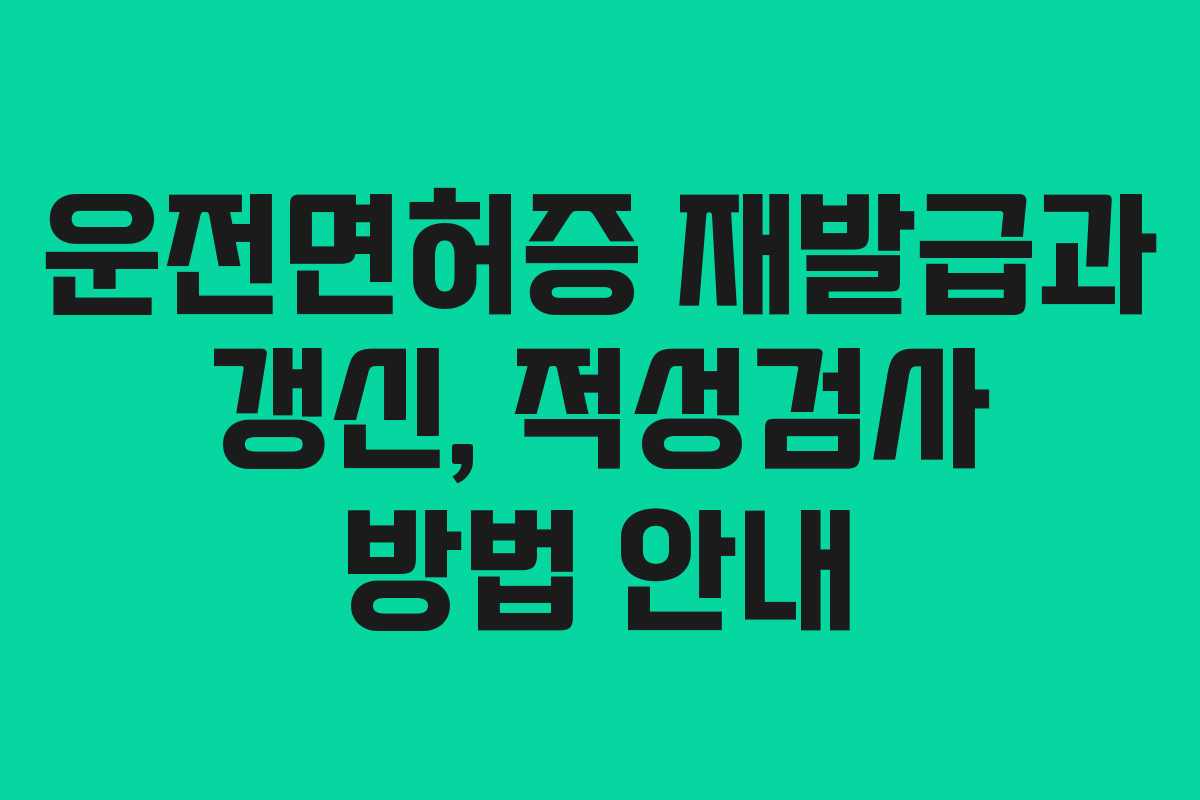 운전면허증 재발급과 갱신, 적성검사 방법 안내