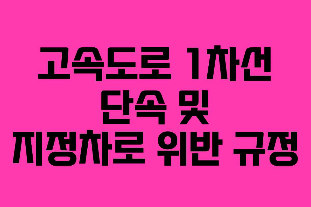 고속도로 1차선 단속 및 지정차로 위반 규정