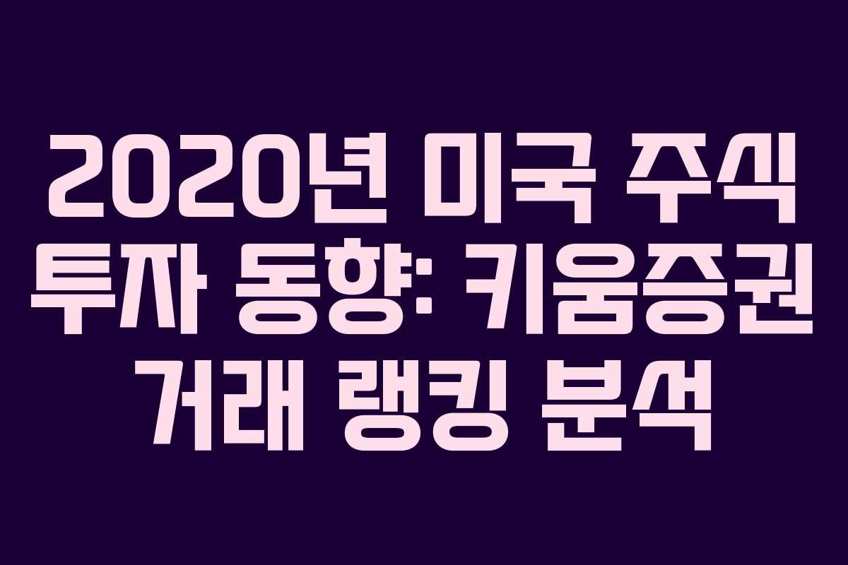 2020년 미국 주식 투자 동향: 키움증권 거래 랭킹 분석