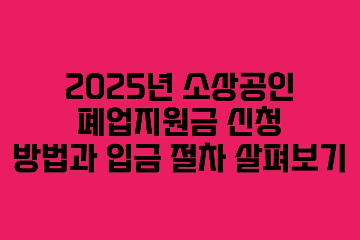 2025년 소상공인 폐업지원금 신청 방법과 입금 절차 살펴보기