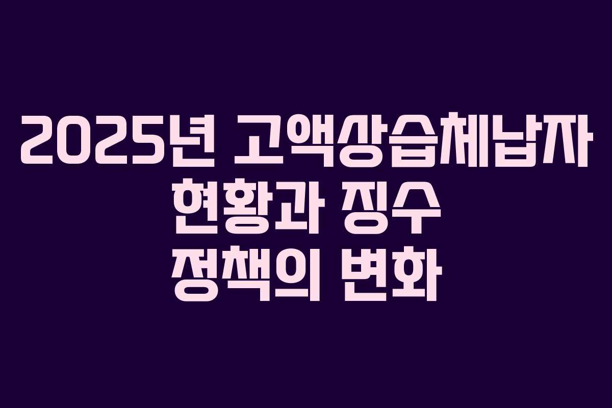 2025년 고액상습체납자 현황과 징수 정책의 변화