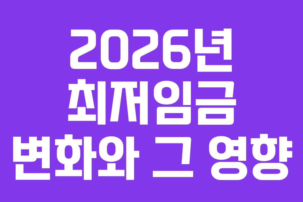 2026년 최저임금 변화와 그 영향