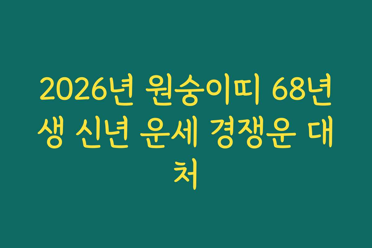 2026년 원숭이띠 68년생 신년 운세 경쟁운 대처