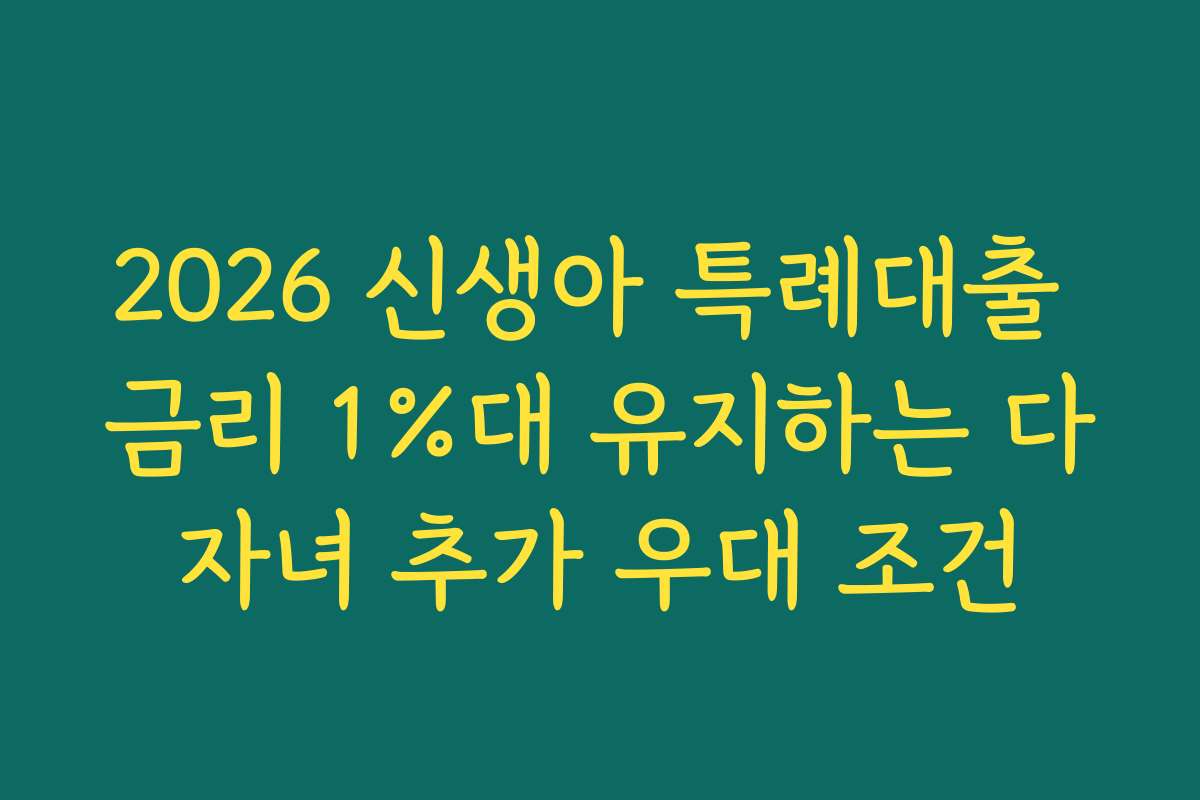 2026 신생아 특례대출 금리 1%대 유지하는 다자녀 추가 우대 조건