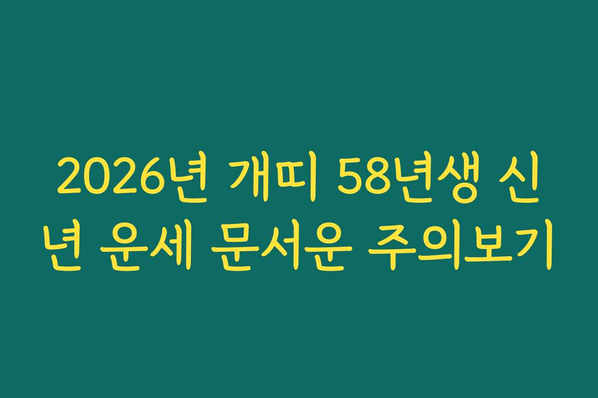 2026년 개띠 58년생 신년 운세 문서운 주의보기