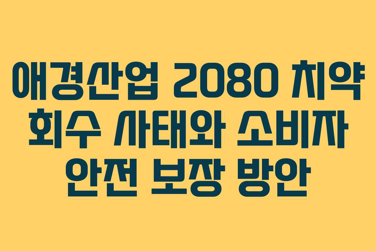 애경산업 2080 치약 회수 사태와 소비자 안전 보장 방안