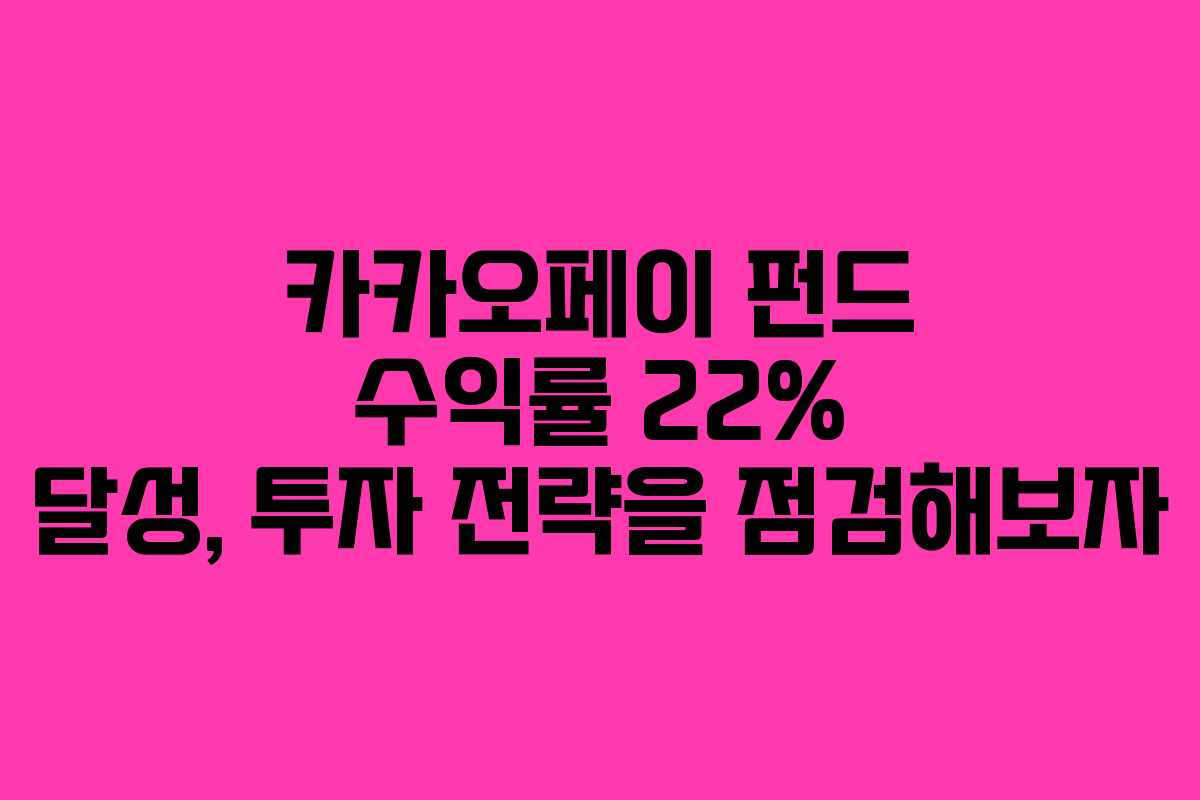 카카오페이 펀드 수익률 22% 달성, 투자 전략을 점검해보자