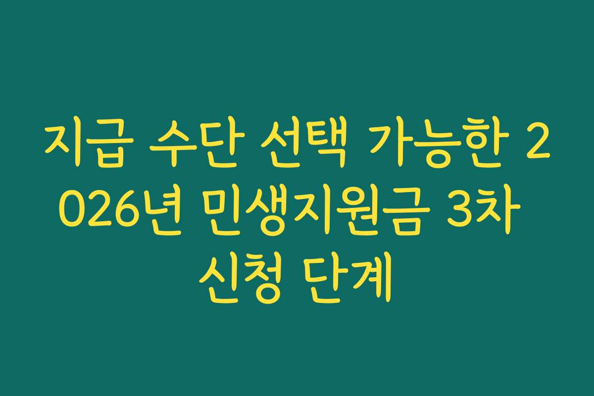 지급 수단 선택 가능한 2026년 민생지원금 3차 신청 단계