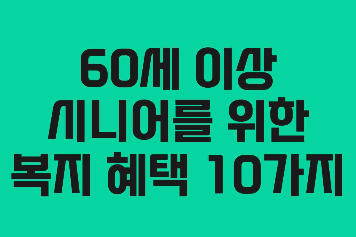 60세 이상 시니어를 위한 복지 혜택 10가지
