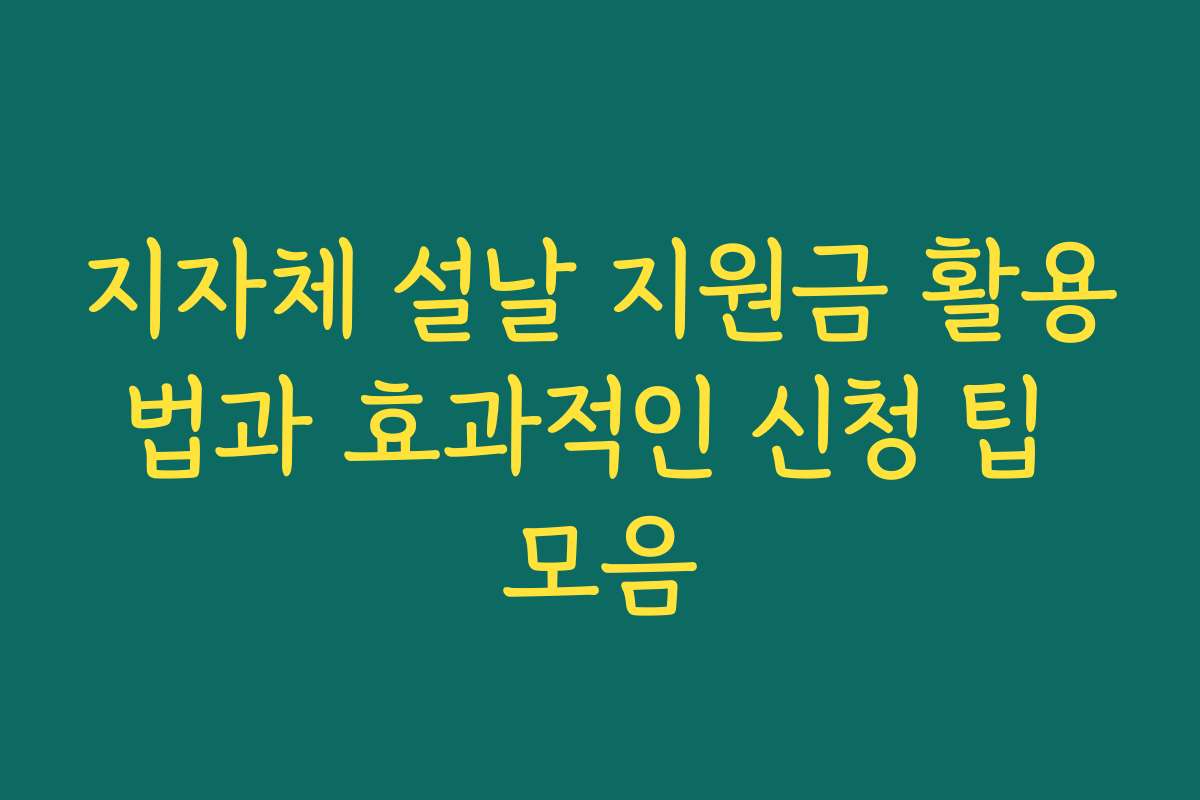 지자체 설날 지원금 활용법과 효과적인 신청 팁 모음