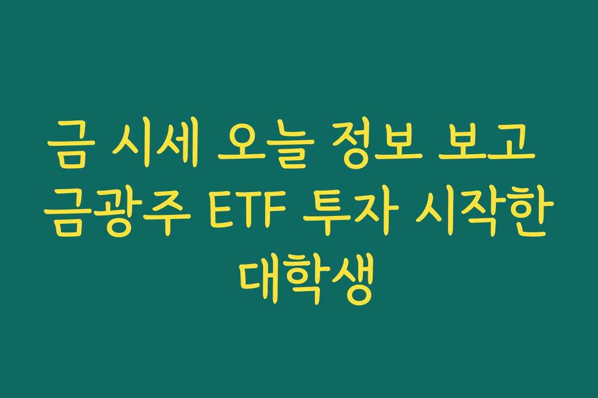 금 시세 오늘 정보 보고 금광주 ETF 투자 시작한 대학생