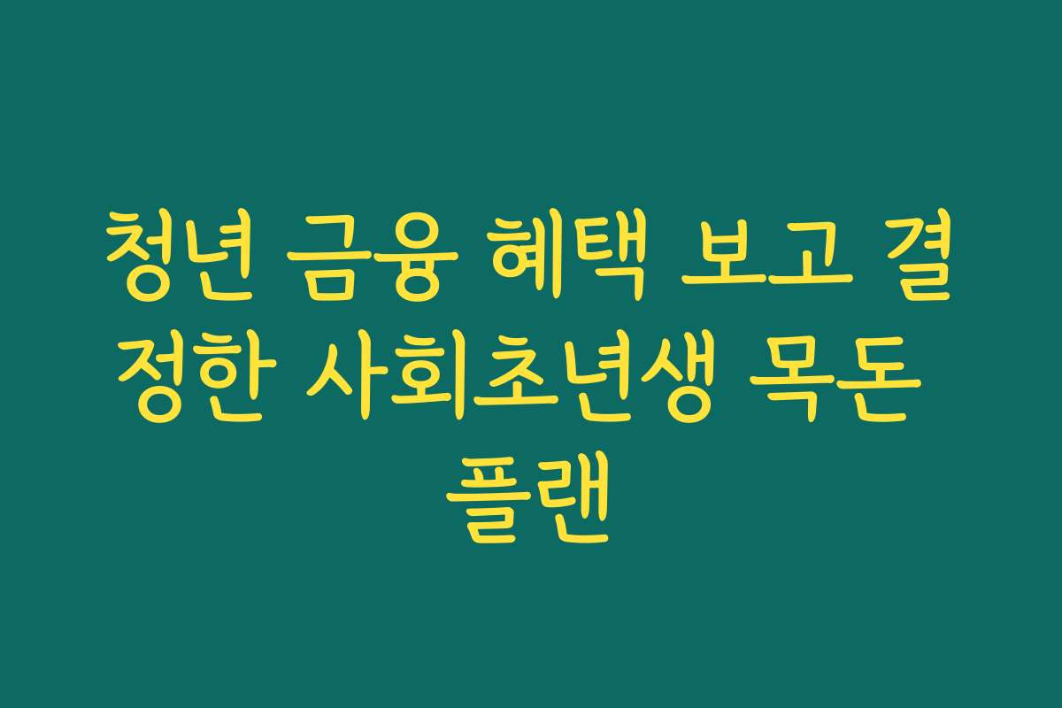 청년 금융 혜택 보고 결정한 사회초년생 목돈 플랜