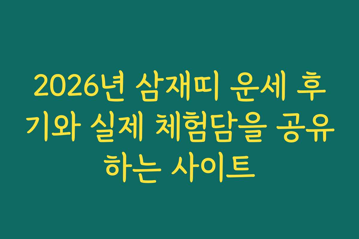2026년 삼재띠 운세 후기와 실제 체험담을 공유하는 사이트