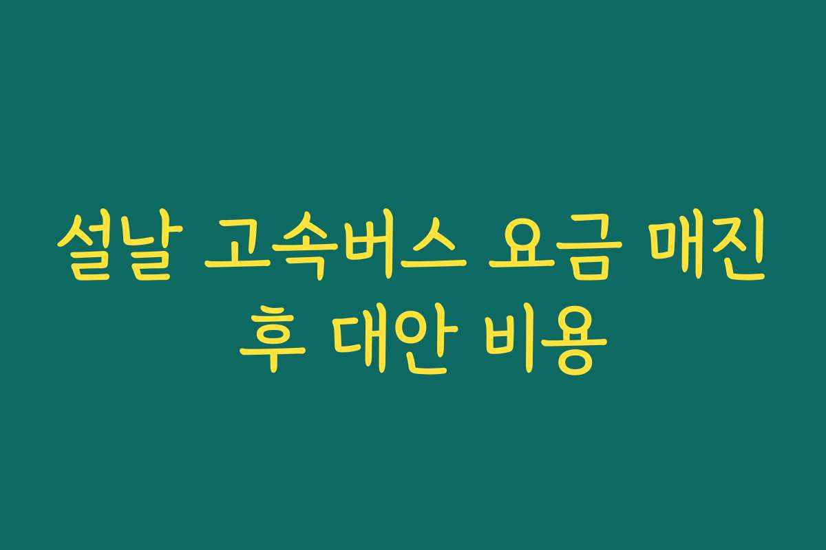 설날 고속버스 요금 매진 후 대안 비용