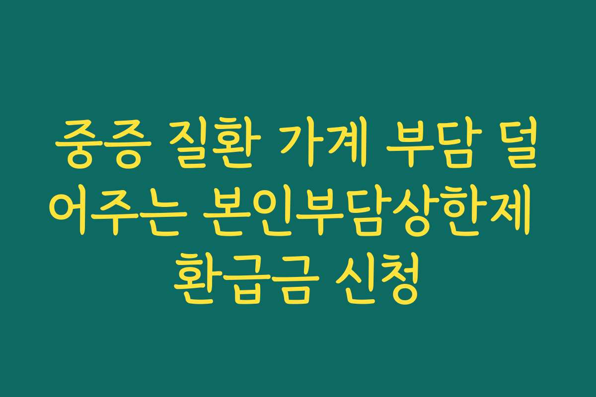 중증 질환 가계 부담 덜어주는 본인부담상한제 환급금 신청