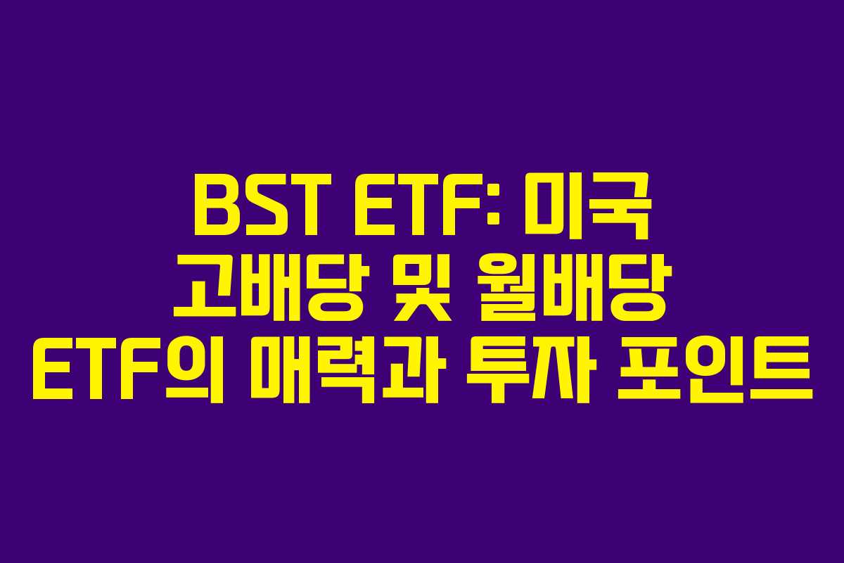 BST ETF: 미국 고배당 및 월배당 ETF의 매력과 투자 포인트