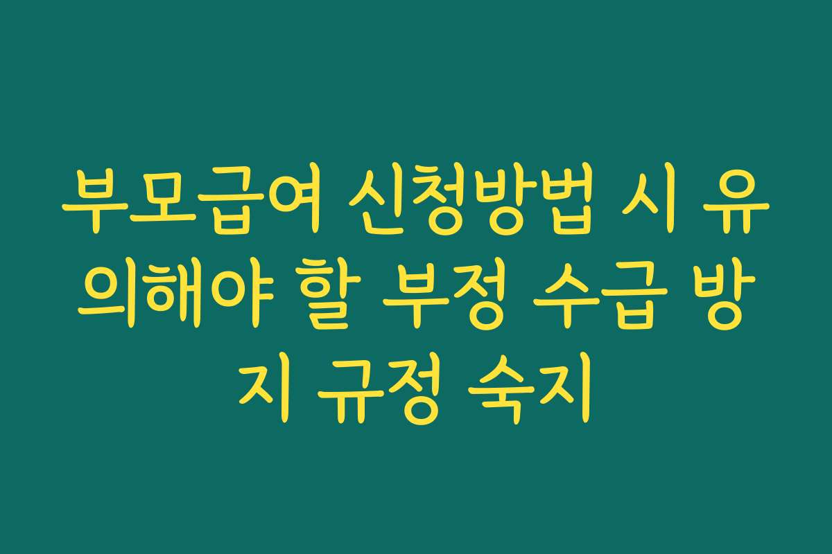 부모급여 신청방법 시 유의해야 할 부정 수급 방지 규정 숙지
