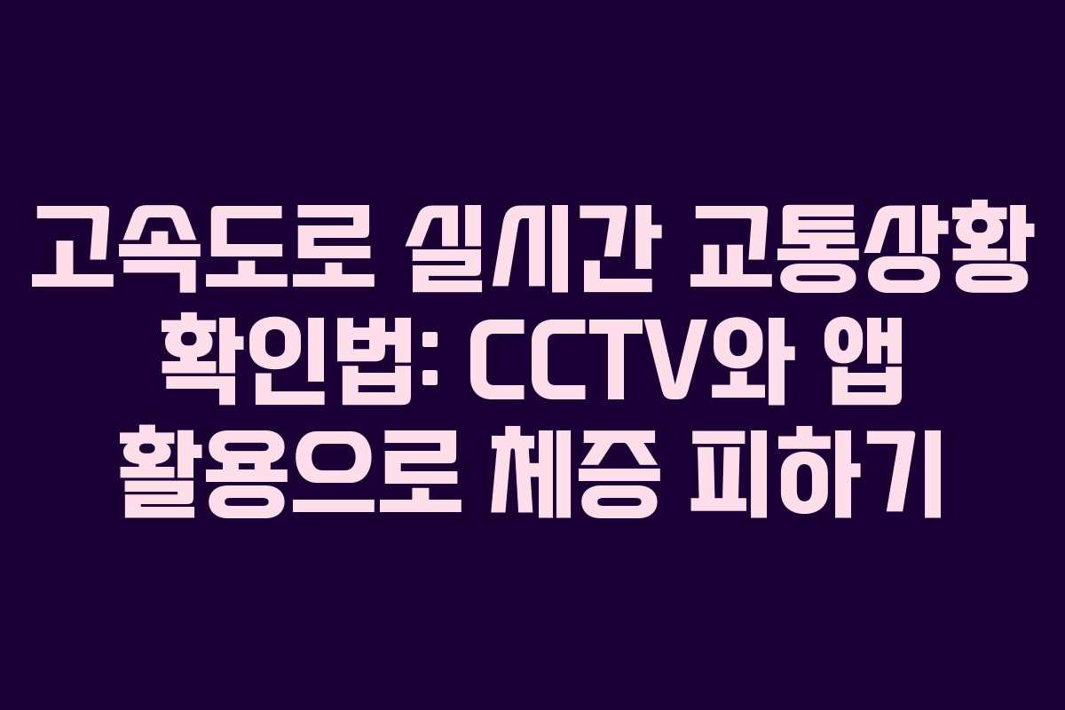 고속도로 실시간 교통상황 확인법: CCTV와 앱 활용으로 체증 피하기
