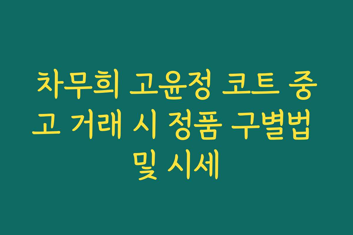 차무희 고윤정 코트 중고 거래 시 정품 구별법 및 시세
