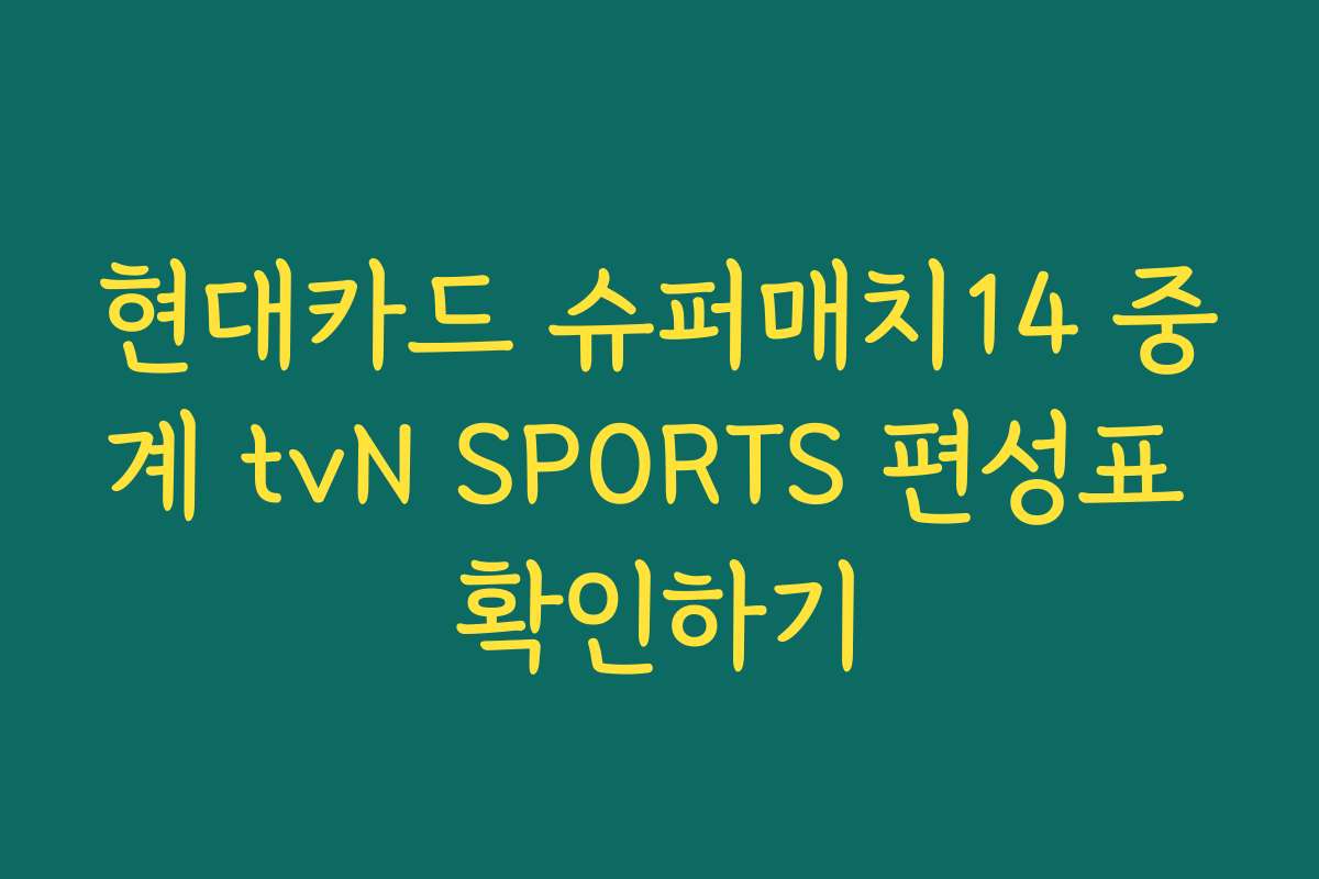 현대카드 슈퍼매치14 중계 tvN SPORTS 편성표 확인하기