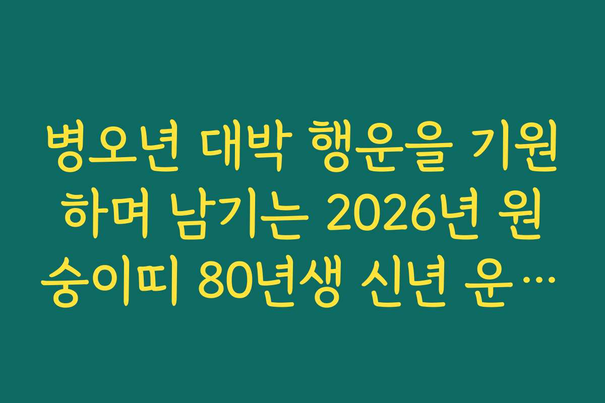 병오년 대박 행운을 기원하며 남기는 2026년 원숭이띠 80년생 신년 운세 응원