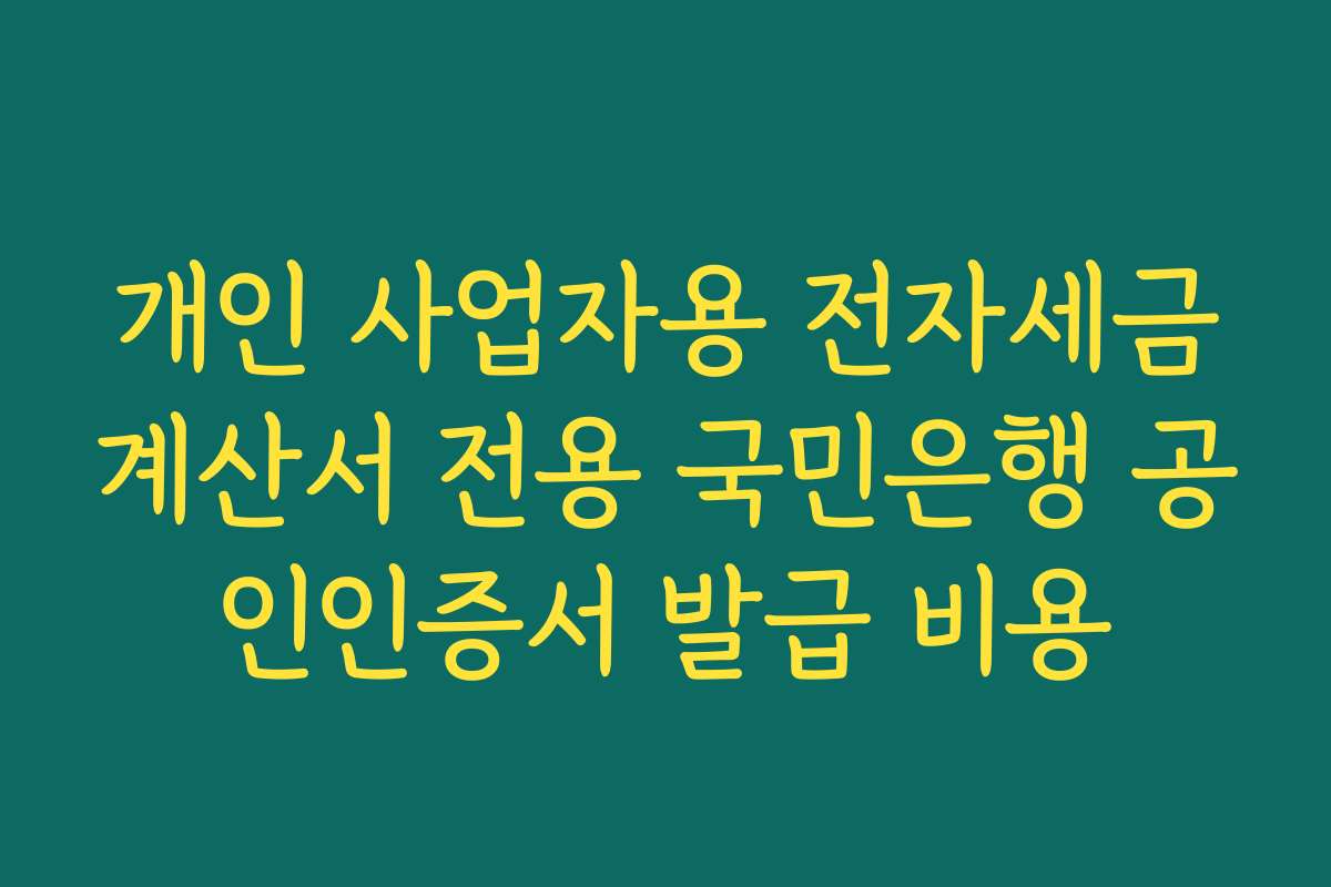 개인 사업자용 전자세금계산서 전용 국민은행 공인인증서 발급 비용
