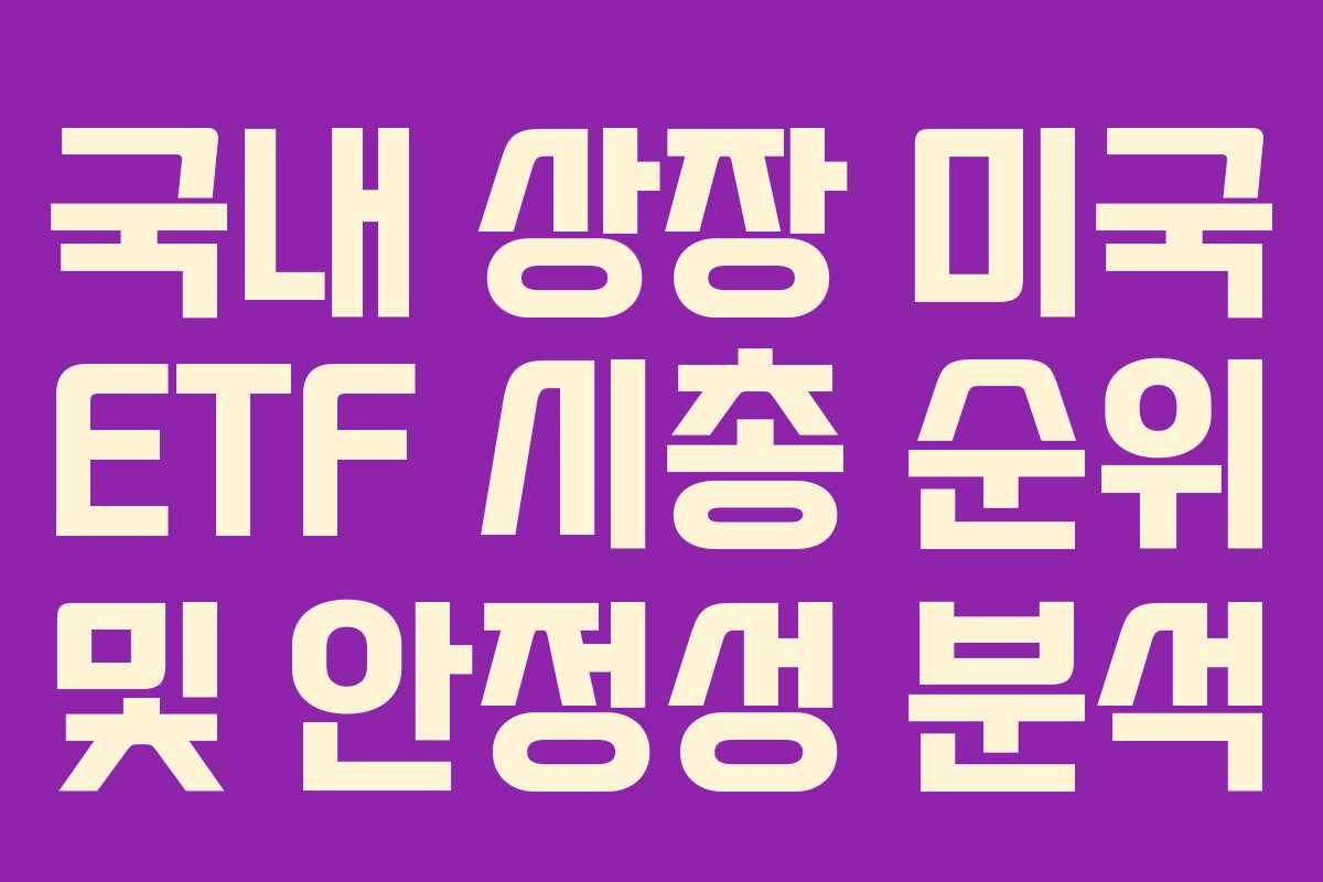 국내 상장 미국 ETF 시총 순위 및 안정성 분석