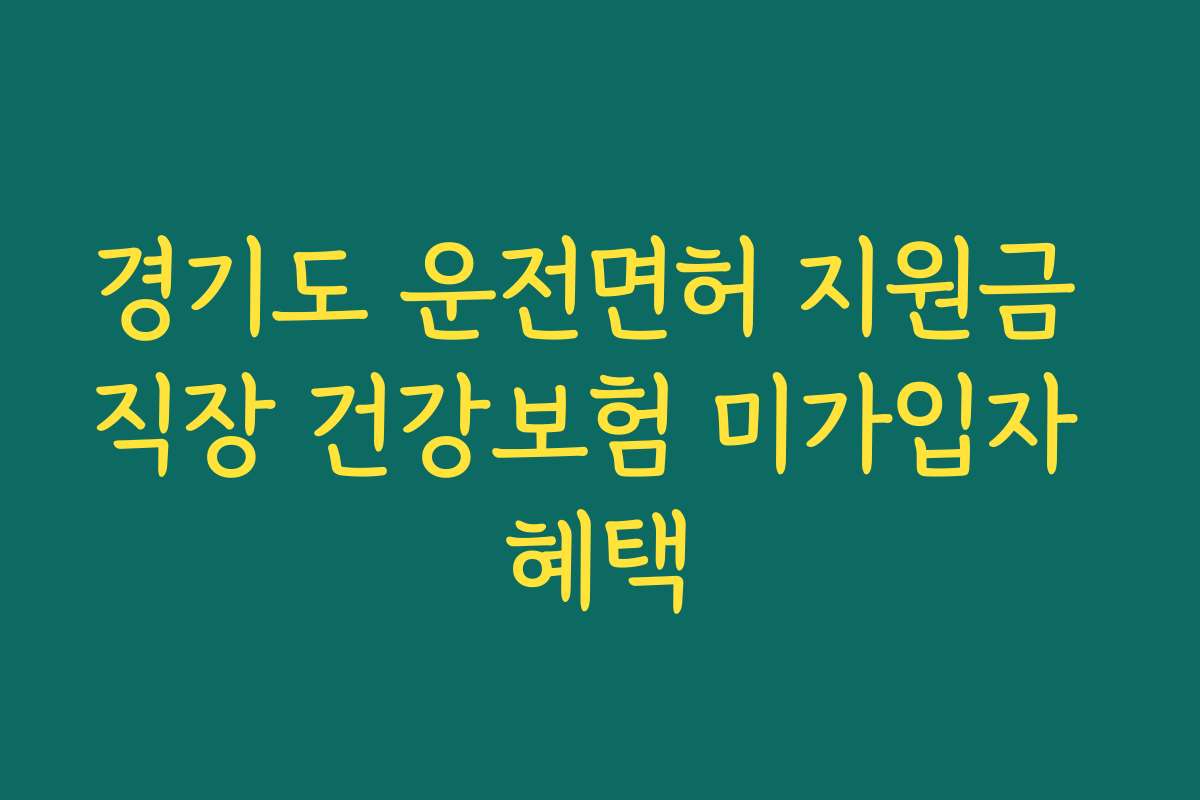 경기도 운전면허 지원금 직장 건강보험 미가입자 혜택