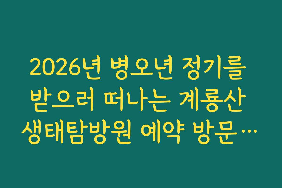 2026년 병오년 정기를 받으러 떠나는 계룡산 생태탐방원 예약 방문 가이드