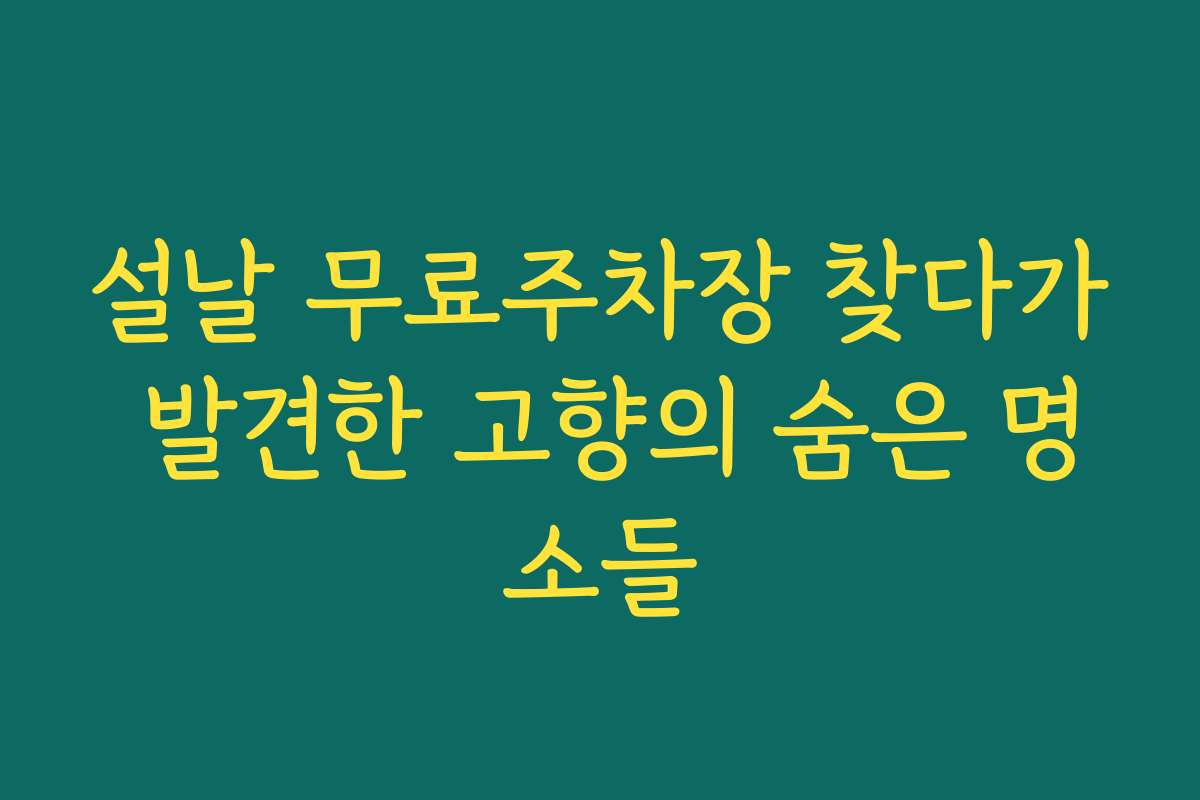설날 무료주차장 찾다가 발견한 고향의 숨은 명소들