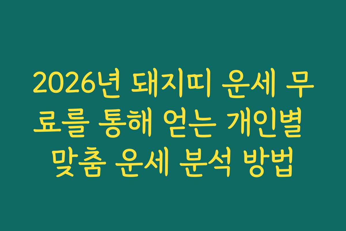 2026년 돼지띠 운세 무료를 통해 얻는 개인별 맞춤 운세 분석 방법