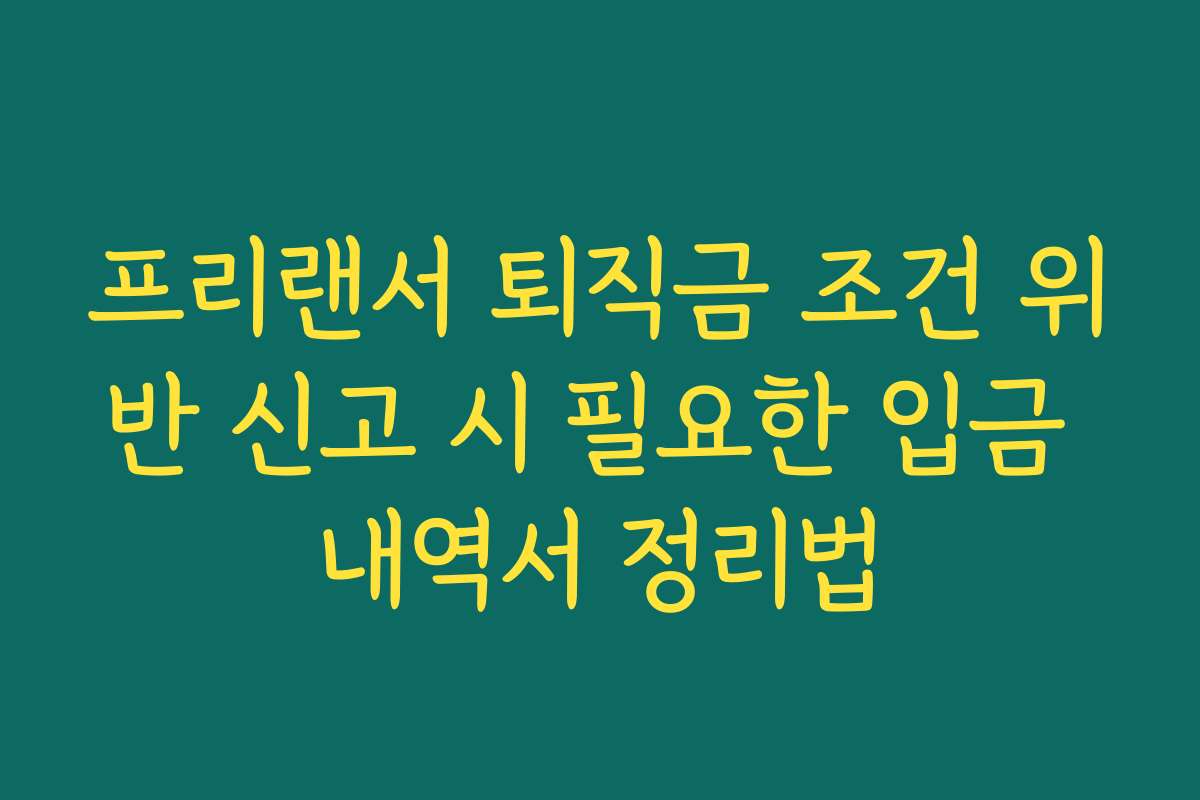 프리랜서 퇴직금 조건 위반 신고 시 필요한 입금 내역서 정리법