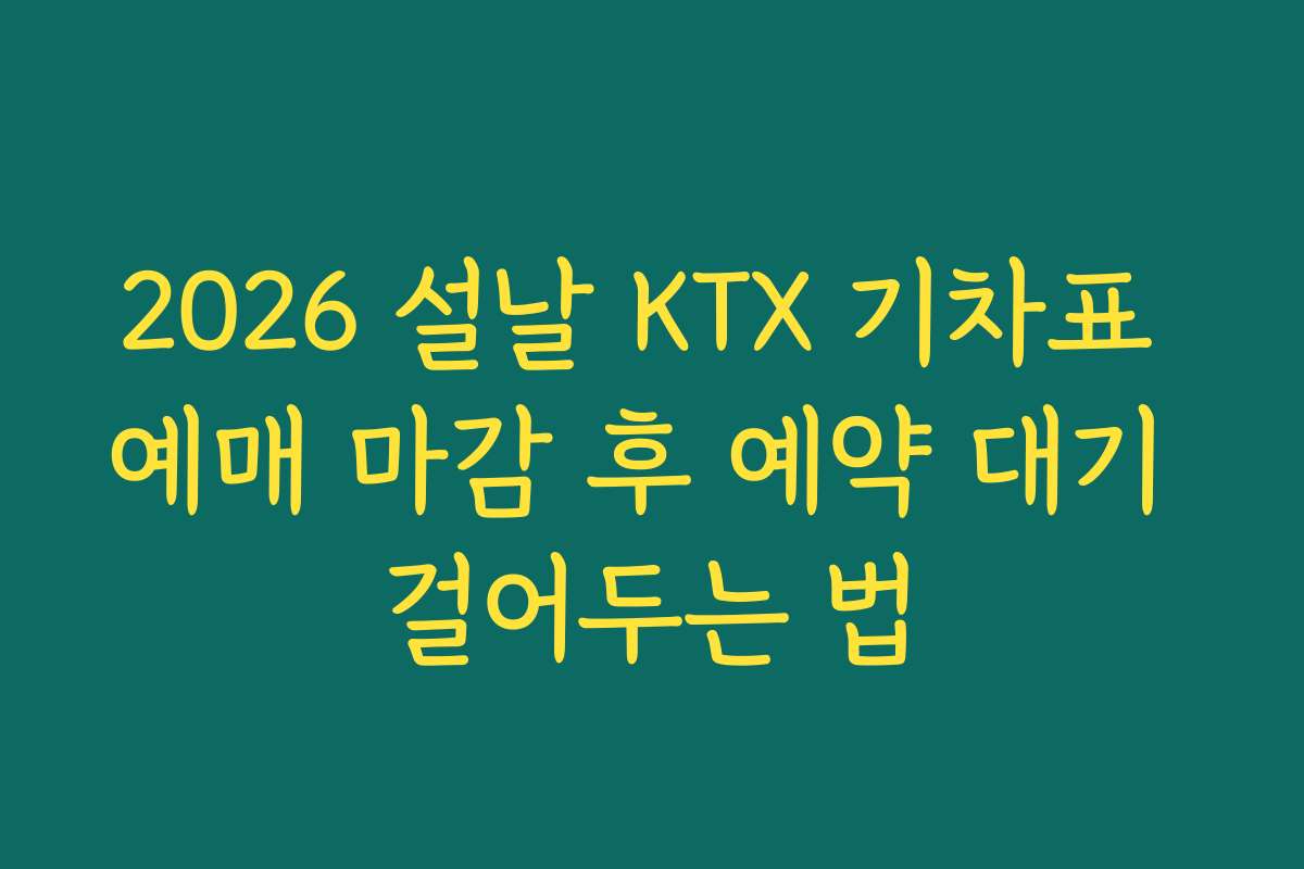 2026 설날 KTX 기차표 예매 마감 후 예약 대기 걸어두는 법
