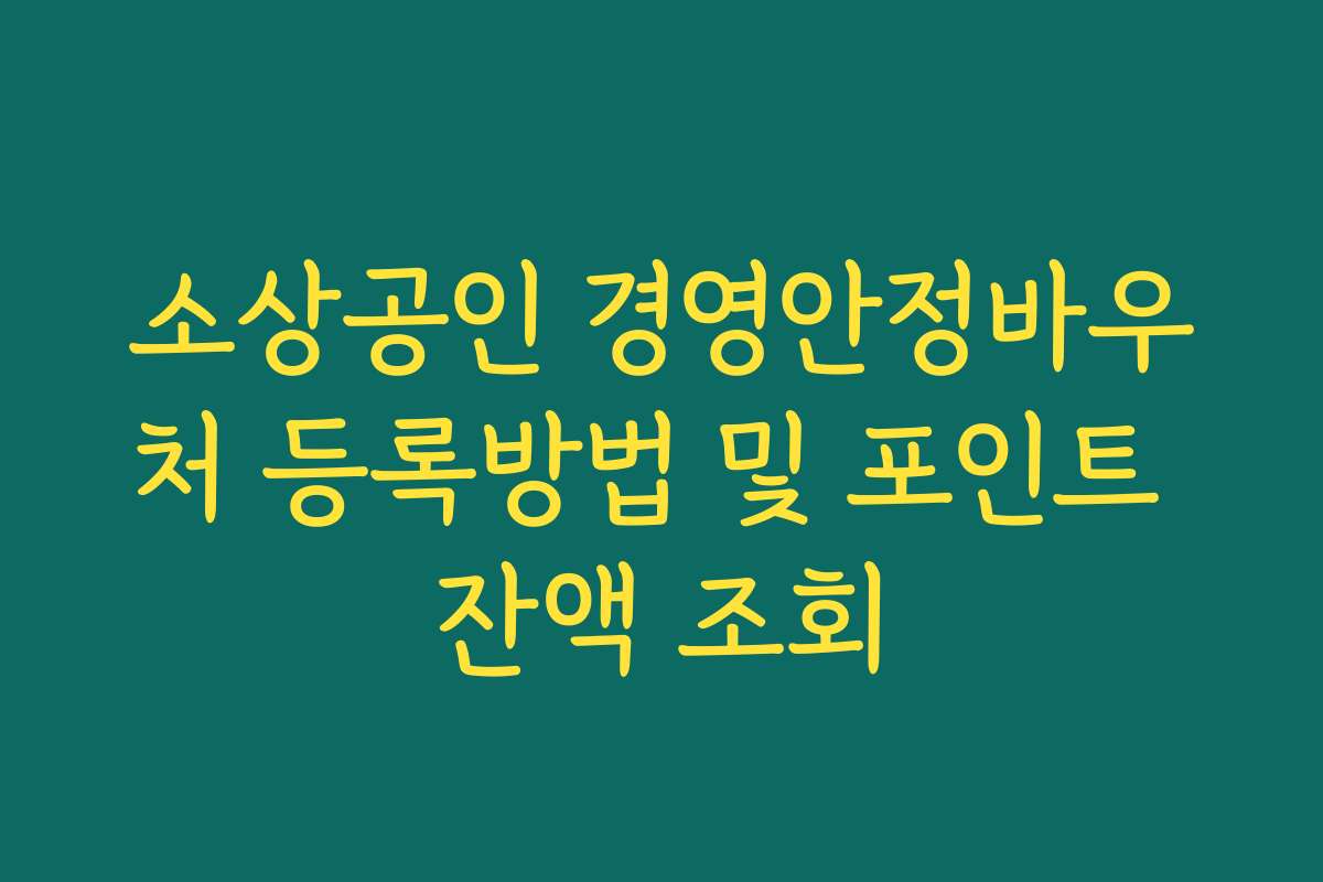 소상공인 경영안정바우처 등록방법 및 포인트 잔액 조회
