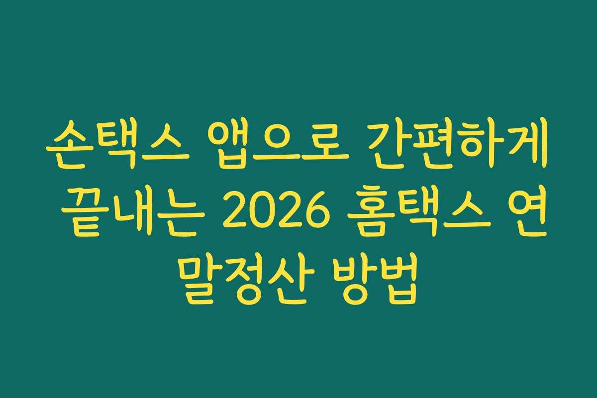 손택스 앱으로 간편하게 끝내는 2026 홈택스 연말정산 방법