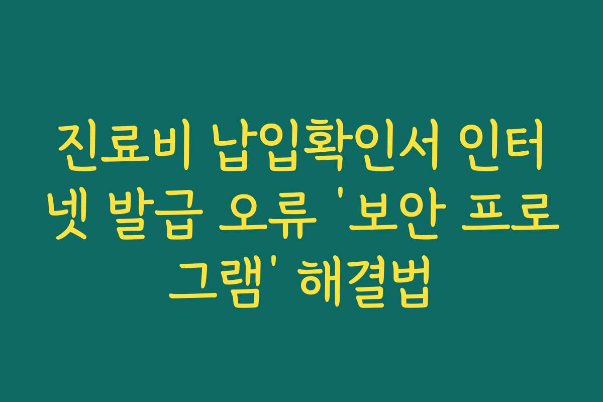 진료비 납입확인서 인터넷 발급 오류 ‘보안 프로그램’ 해결법